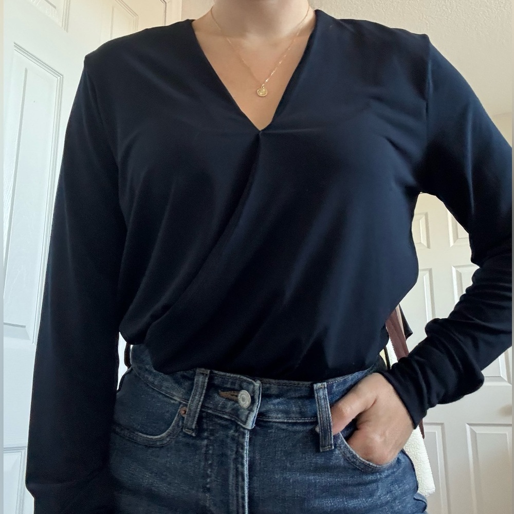 Cleo Navy Wrap Blouse